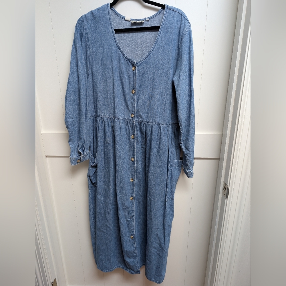 Vintage Gotcha Covered Casual Denim Blue Long Sleeve Dress,sz 8
